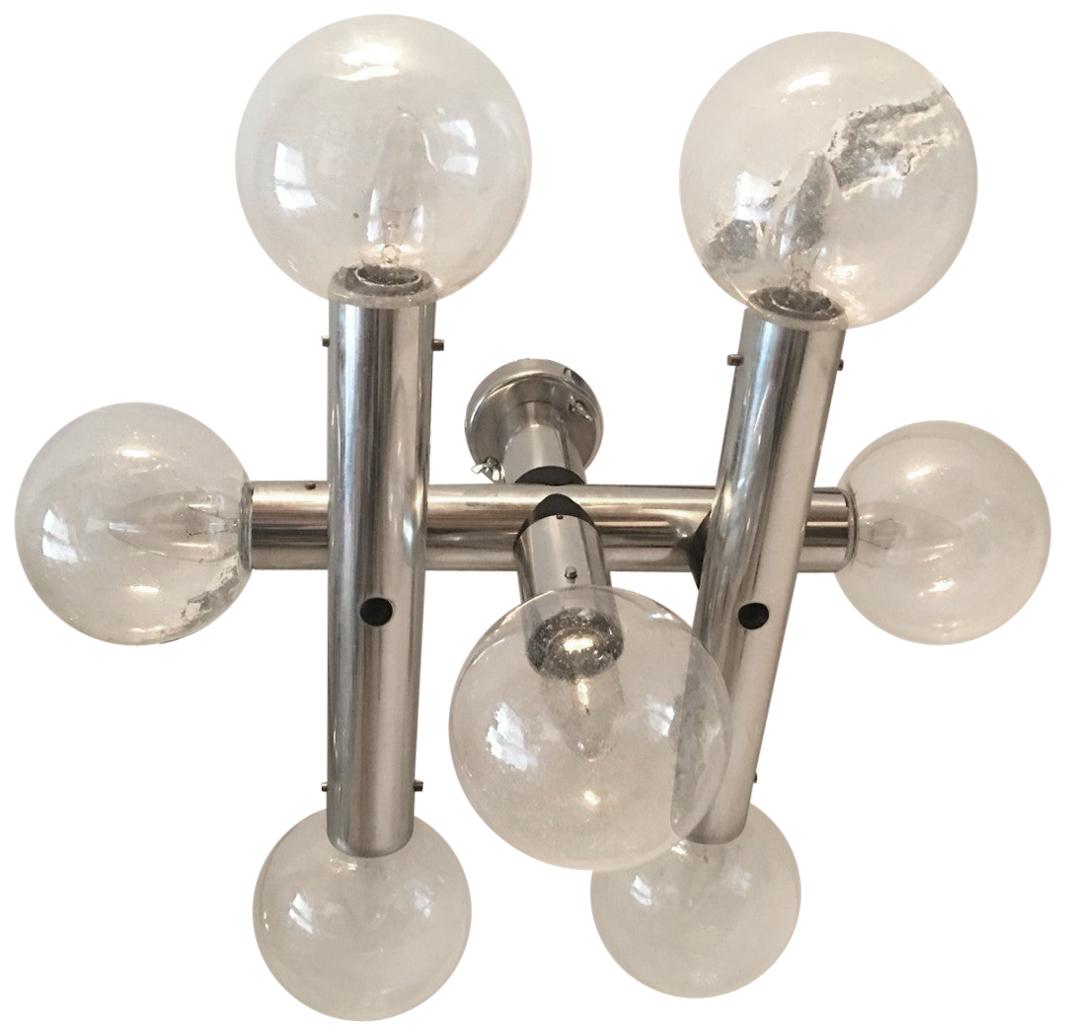 Seven Glass Ball Sputnik Flush Mount Chandelier by J.T. Kalmar, Franken KG For Sale