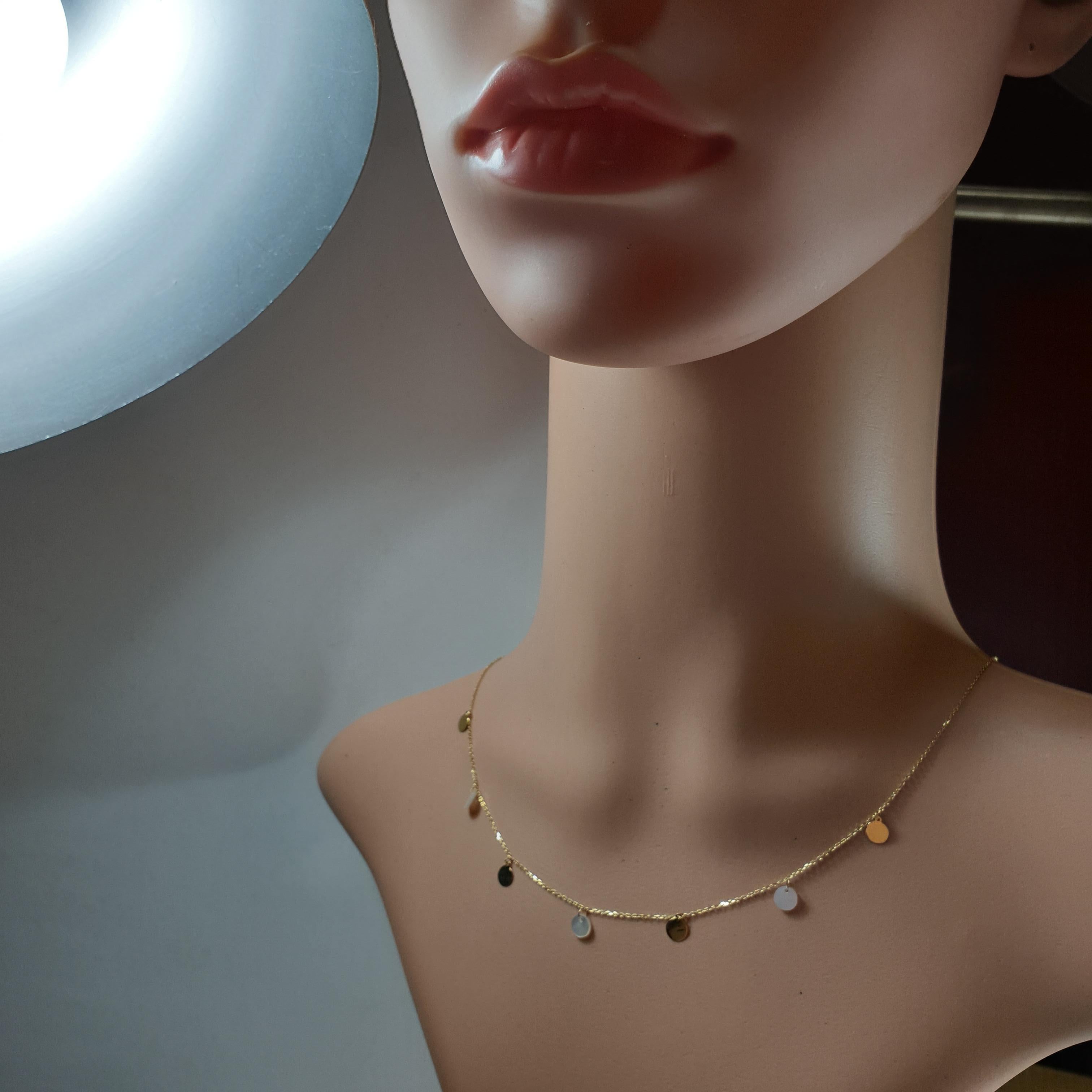 Asscher Cut Seven Gold Tokens Charm Necklace 18 Karat Gold For Sale