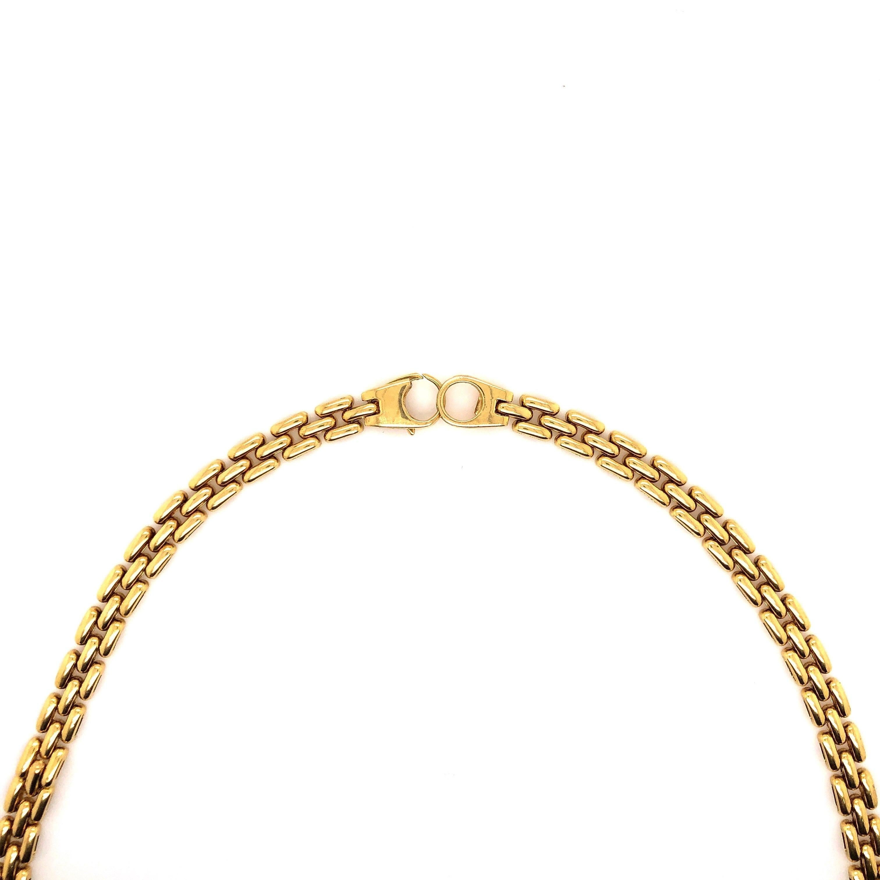 Sieben Herzen geformte Rubin- und Diamant-Halskette 18k Gelbgold Panther-Gliederkette im Zustand „Hervorragend“ im Angebot in Los Gatos, CA