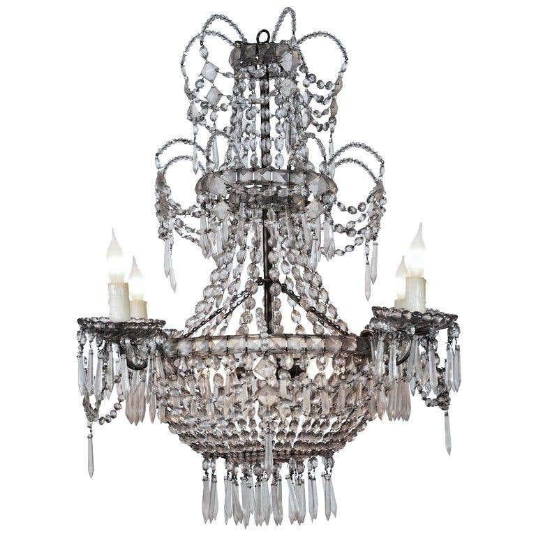 Seven-Light Crystal Three-Tier Chandelier For Sale 3