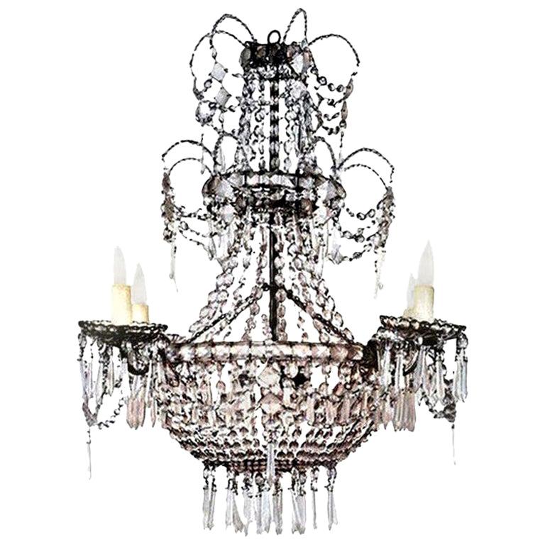 Seven-Light Crystal Three-Tier Chandelier For Sale 4