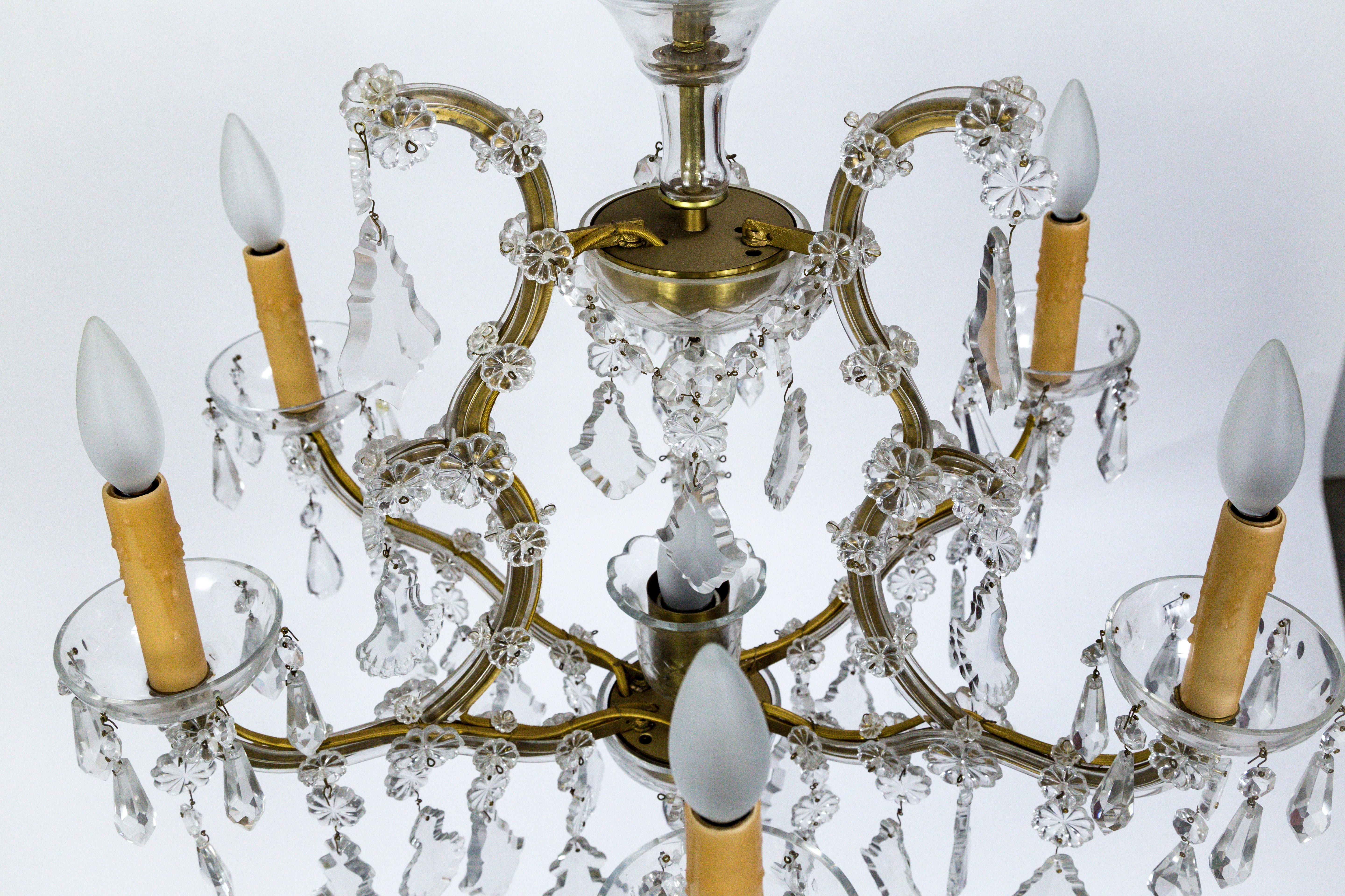 Seven-Light Maria Theresa Style Crystal Chandelier In Good Condition For Sale In San Francisco, CA