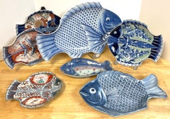 Seven Meiji Period Imari Fish Plates, Sold as a group