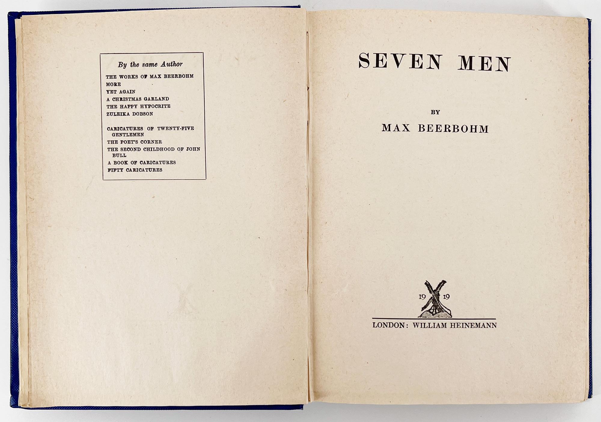 English Seven Men by Max Beerbohm – FIRST EDITiON For Sale
