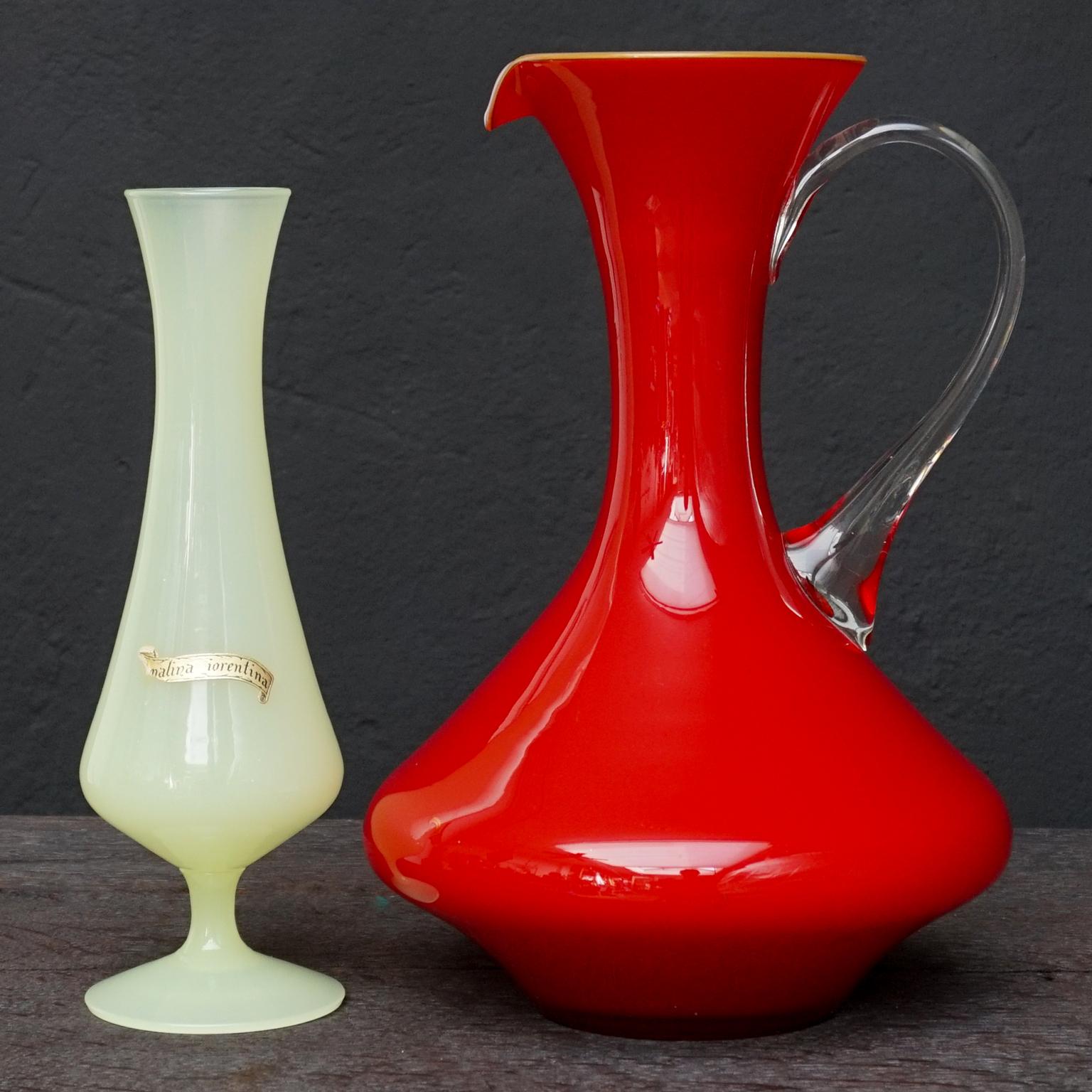 Sept vases italiens en verre soufflé Stelvia Opalina Fiorentina du milieu du siècle dernier 13