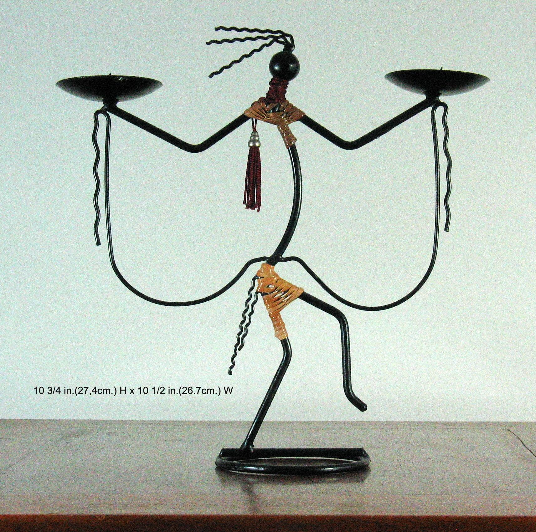 20th Century Seven Mid-Century Modernist Danish Black String Iron Candleholders 