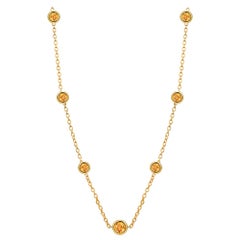 Seven Natural Yellow Sapphires Bezel Necklace Sterling Silver Yellow Gold-Plated
