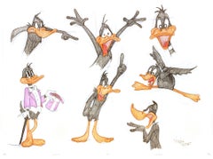 SEVEN ORIGINAL DRAWINGS OF DAFFY DUCK - Signed By Virgil Ross