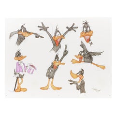 SEVEN ORIGINAL DRAWINGS OF DAFFY DUCK - Signed By Virgil Ross