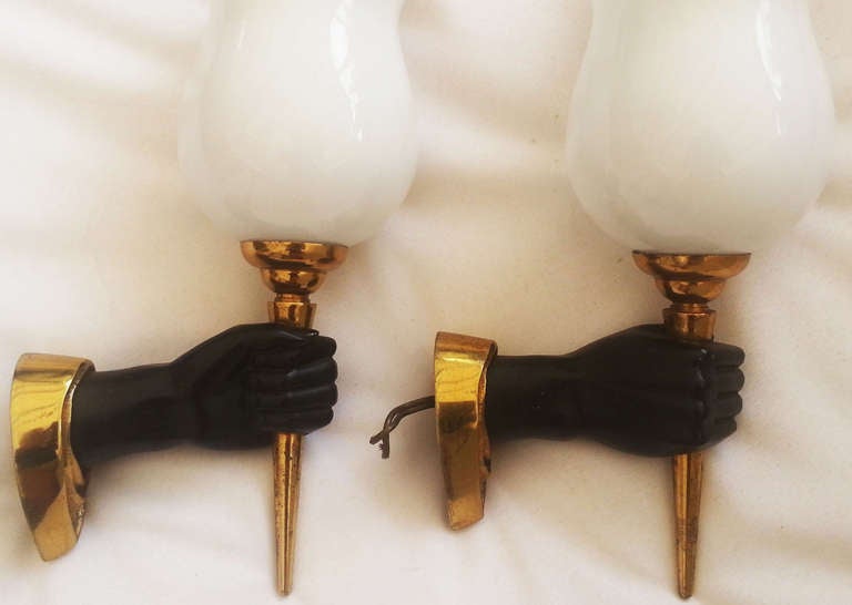 French  André Arbus pair of  Sconces For Sale