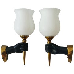 Vintage  André Arbus pair of  Sconces