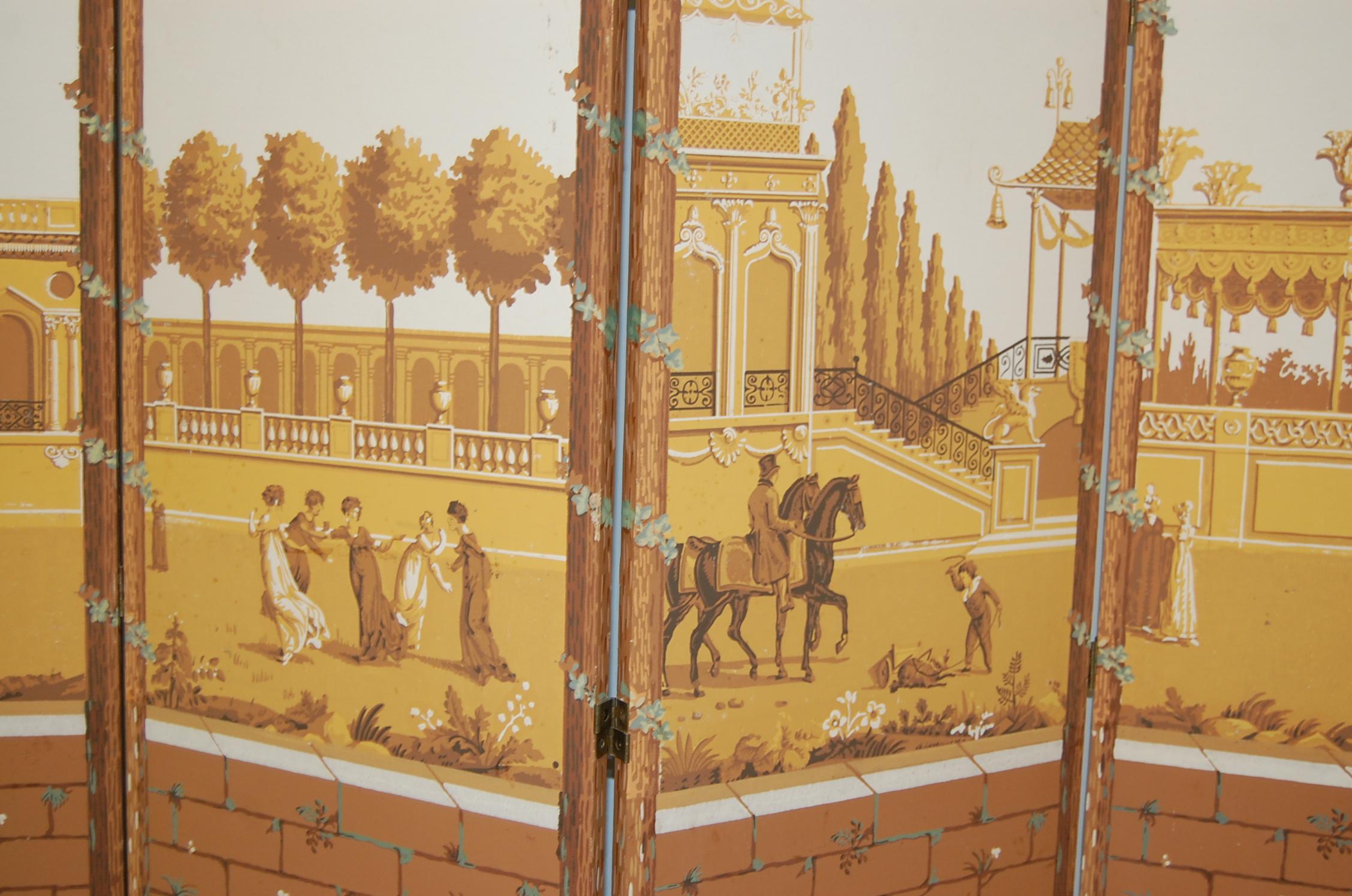 Seven-Panel Folding Screen Featuring Antique Printed Paper, circa 1924 7