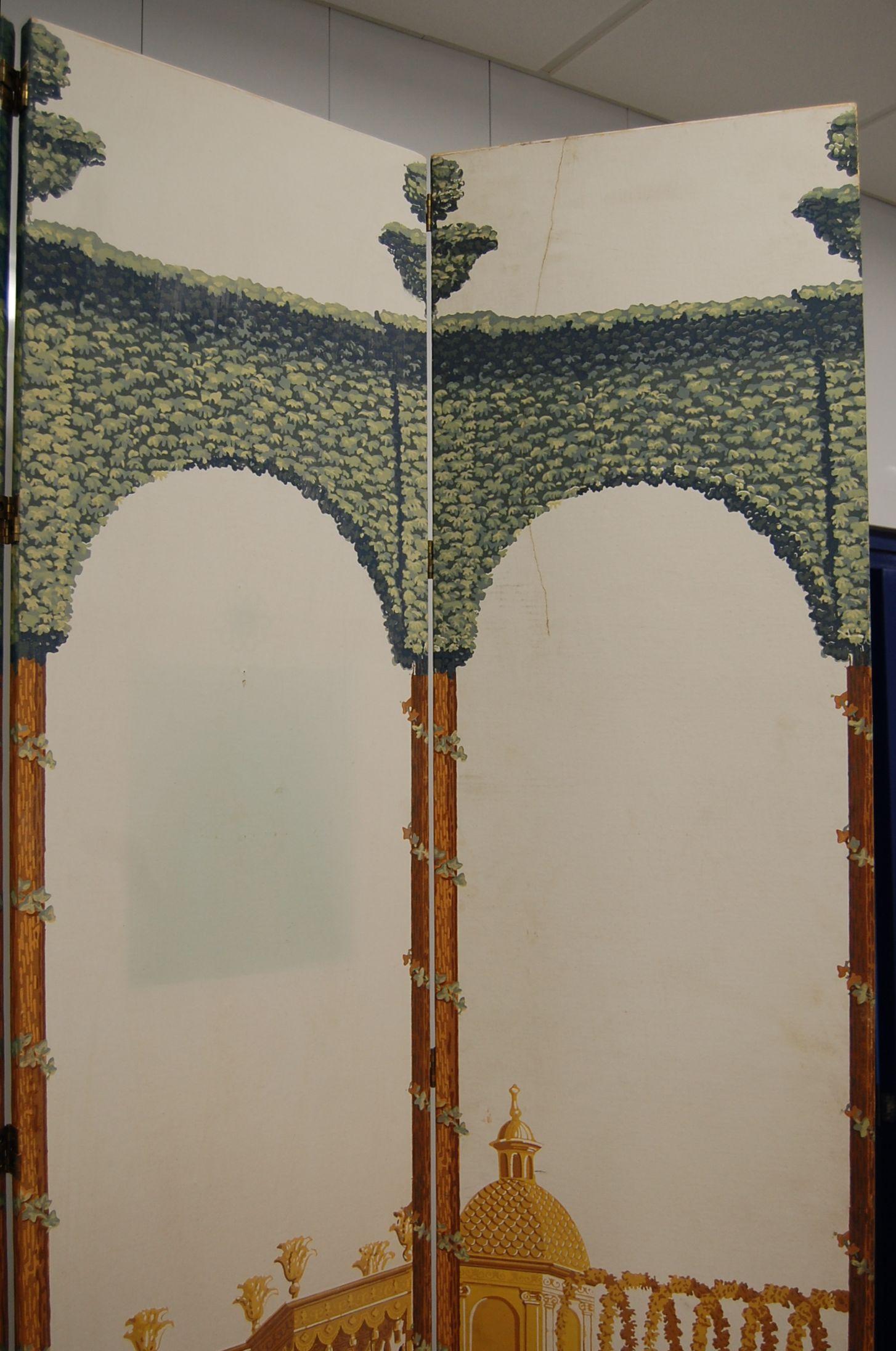 20th Century Seven-Panel Folding Screen Featuring Antique Printed Paper, circa 1924