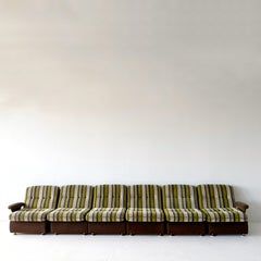 seven-piece 1970s striped modular sofa and chairs