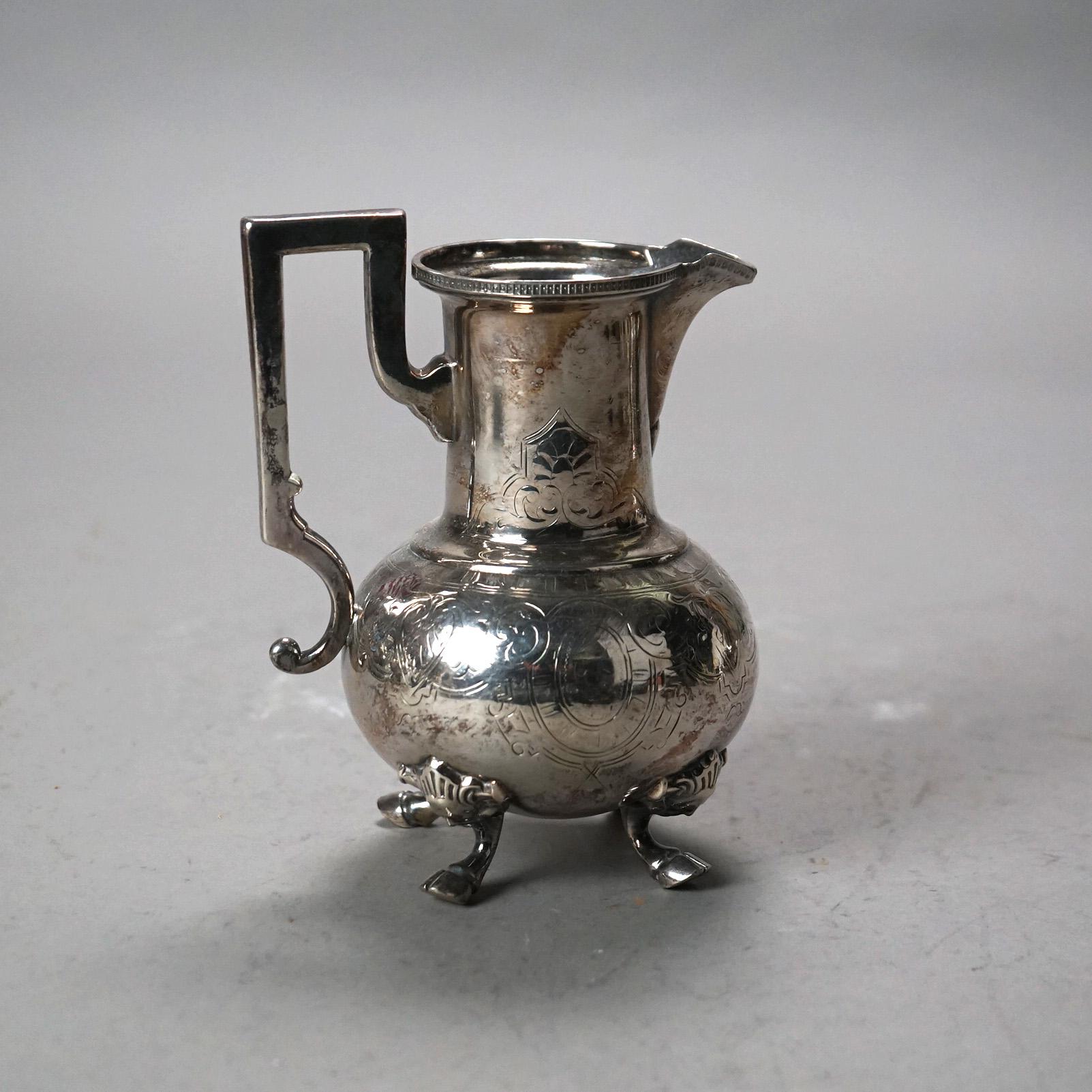 Seven Piece Antique Silver Plated Figural Deerfoot Tea Set C1890 For Sale 6