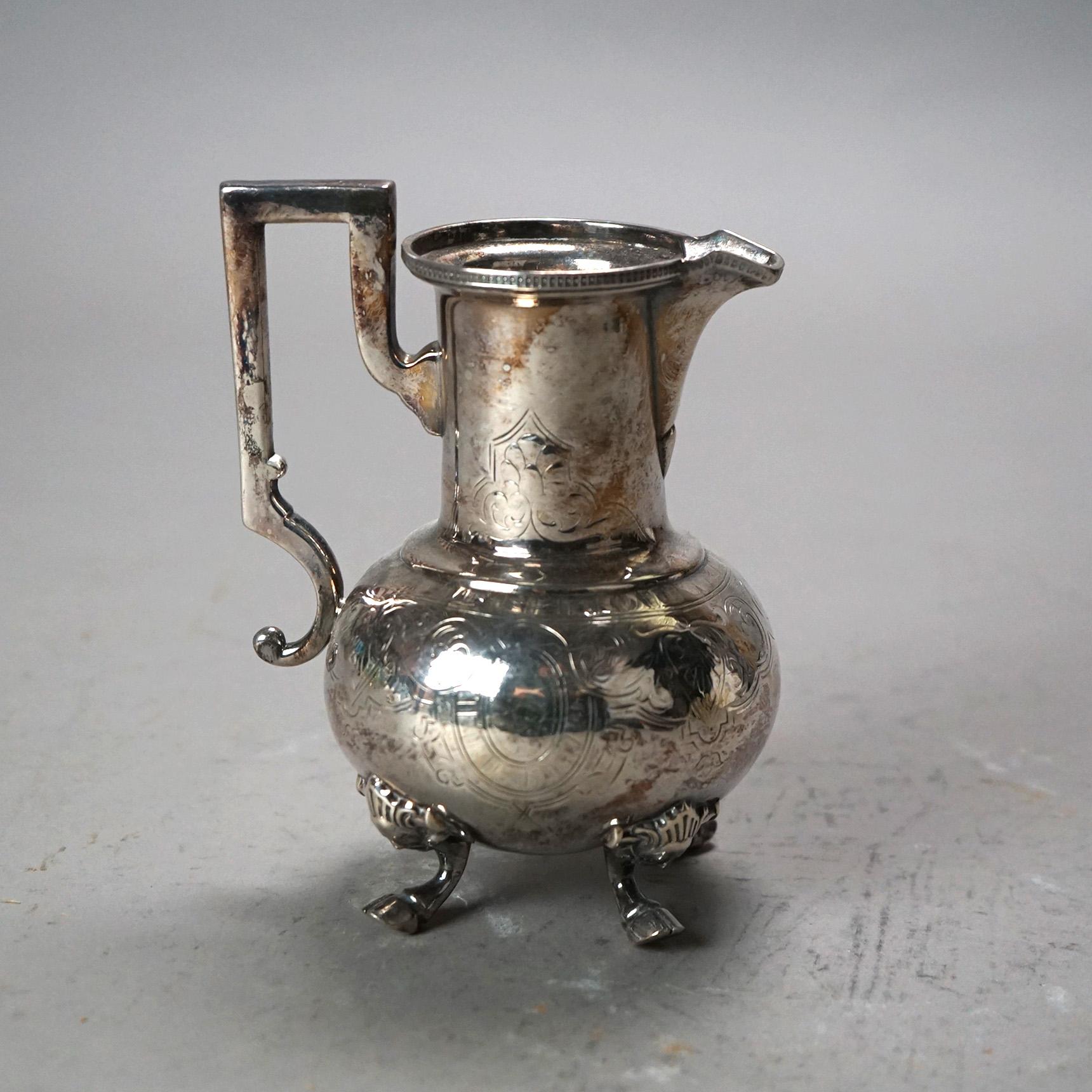 Seven Piece Antique Silver Plated Figural Deerfoot Tea Set C1890 For Sale 7