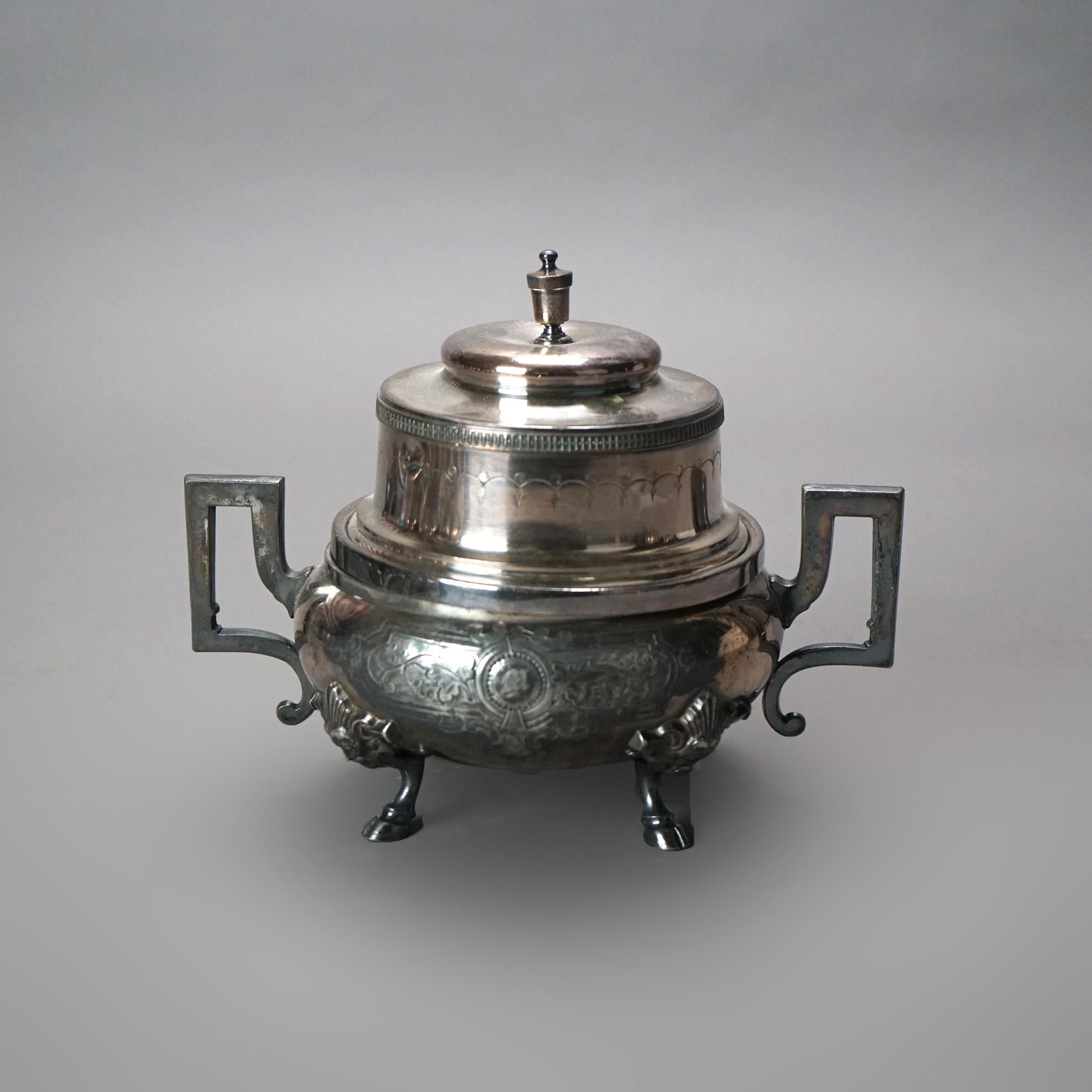 Seven Piece Antique Silver Plated Figural Deerfoot Tea Set C1890 For Sale 5