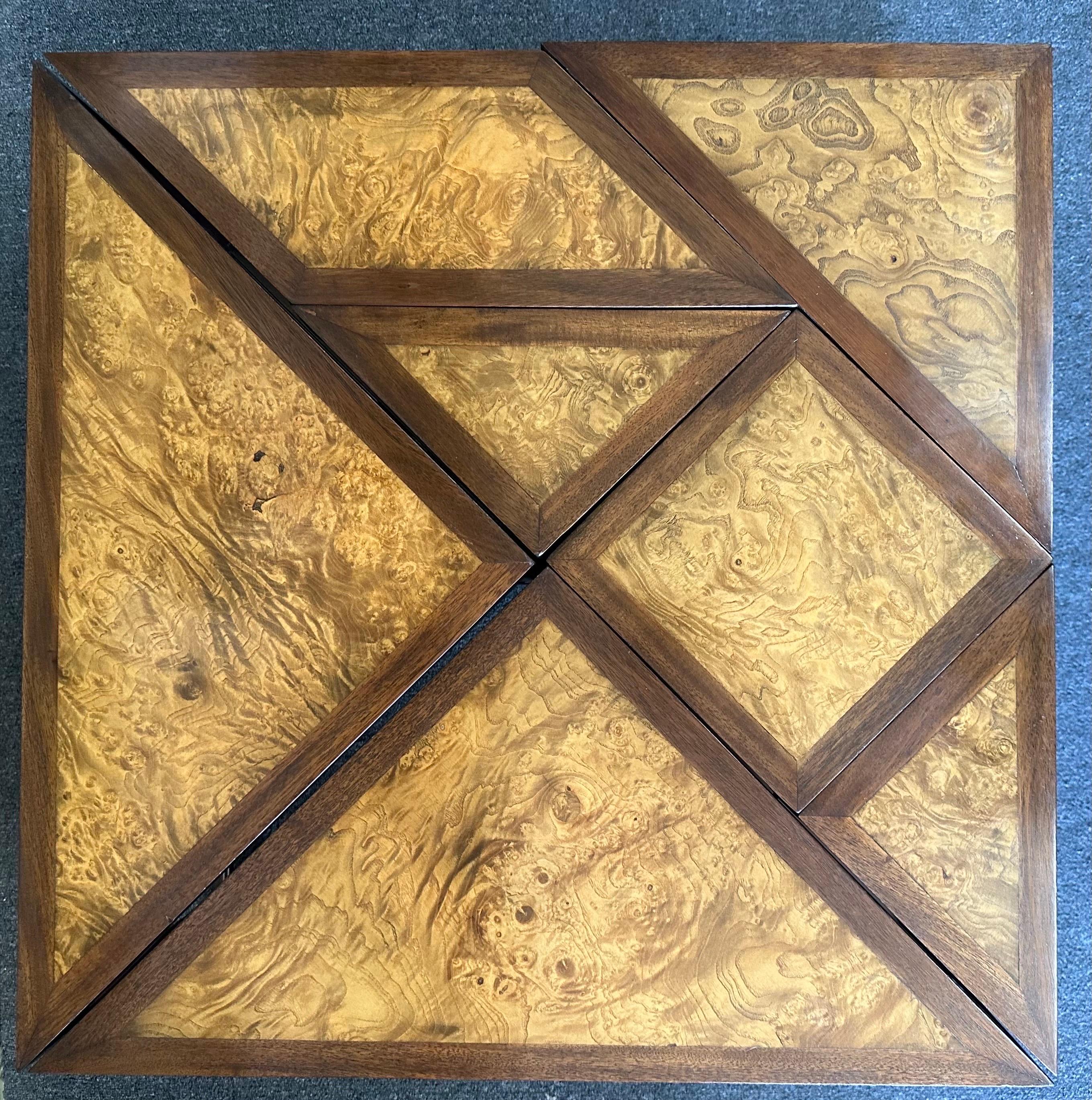 Siebenteiliger geometrischer Puzzle-Couchtisch „Tangram“ aus Wurzelholz von Baker Furniture im Angebot 9