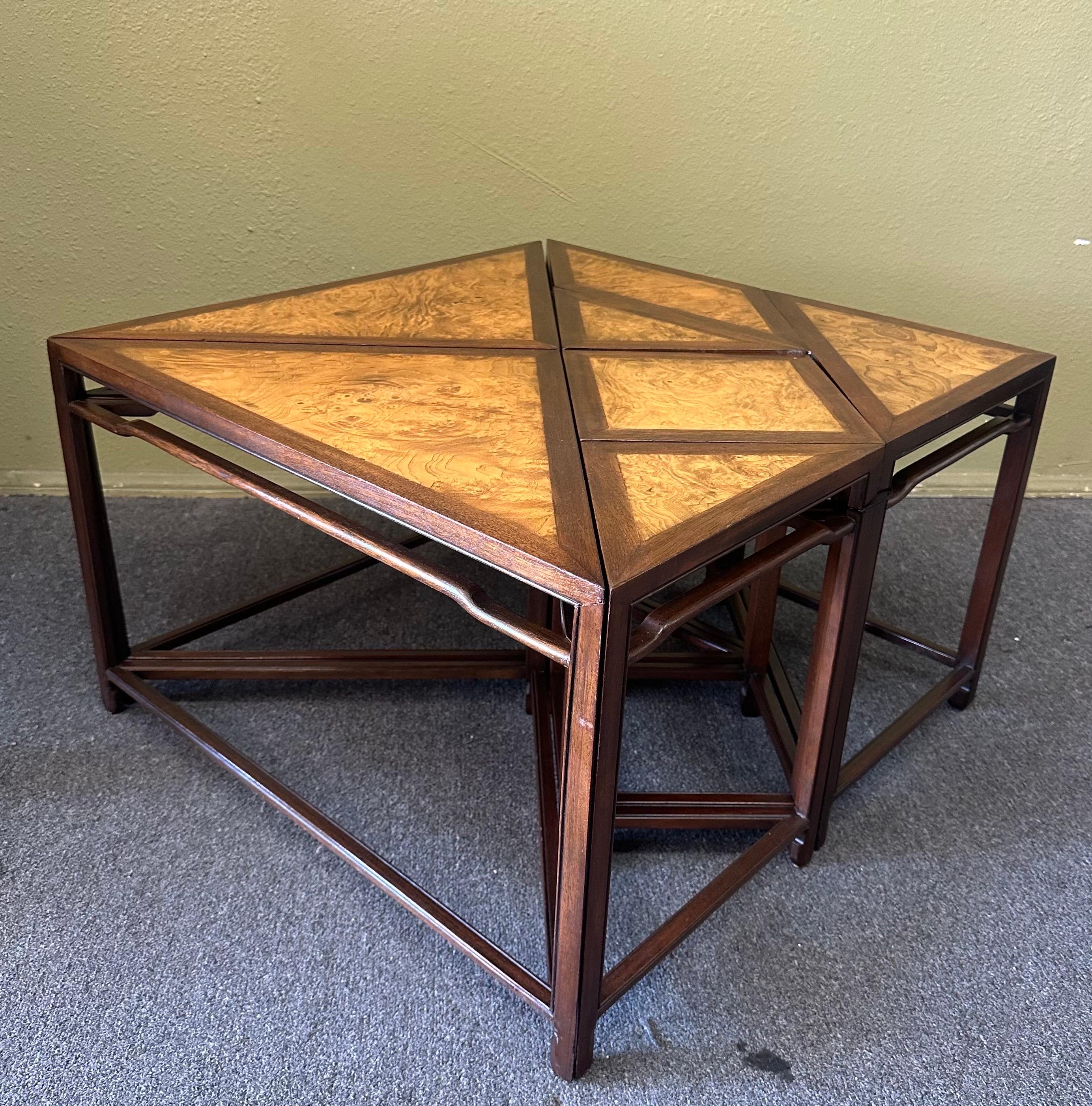 Siebenteiliger geometrischer Puzzle-Couchtisch „Tangram“ aus Wurzelholz von Baker Furniture im Angebot 1