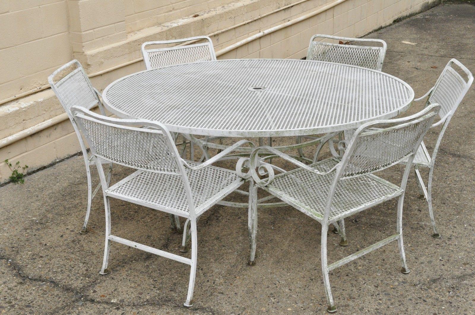 Seven-Piece Cast Aluminium Scroll Arm Metal Patio Dining Set Table & Six Chairs 3