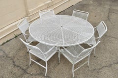 Seven-Piece Cast Aluminium Scroll Arm Metal Patio Dining Set Table & Six Chairs