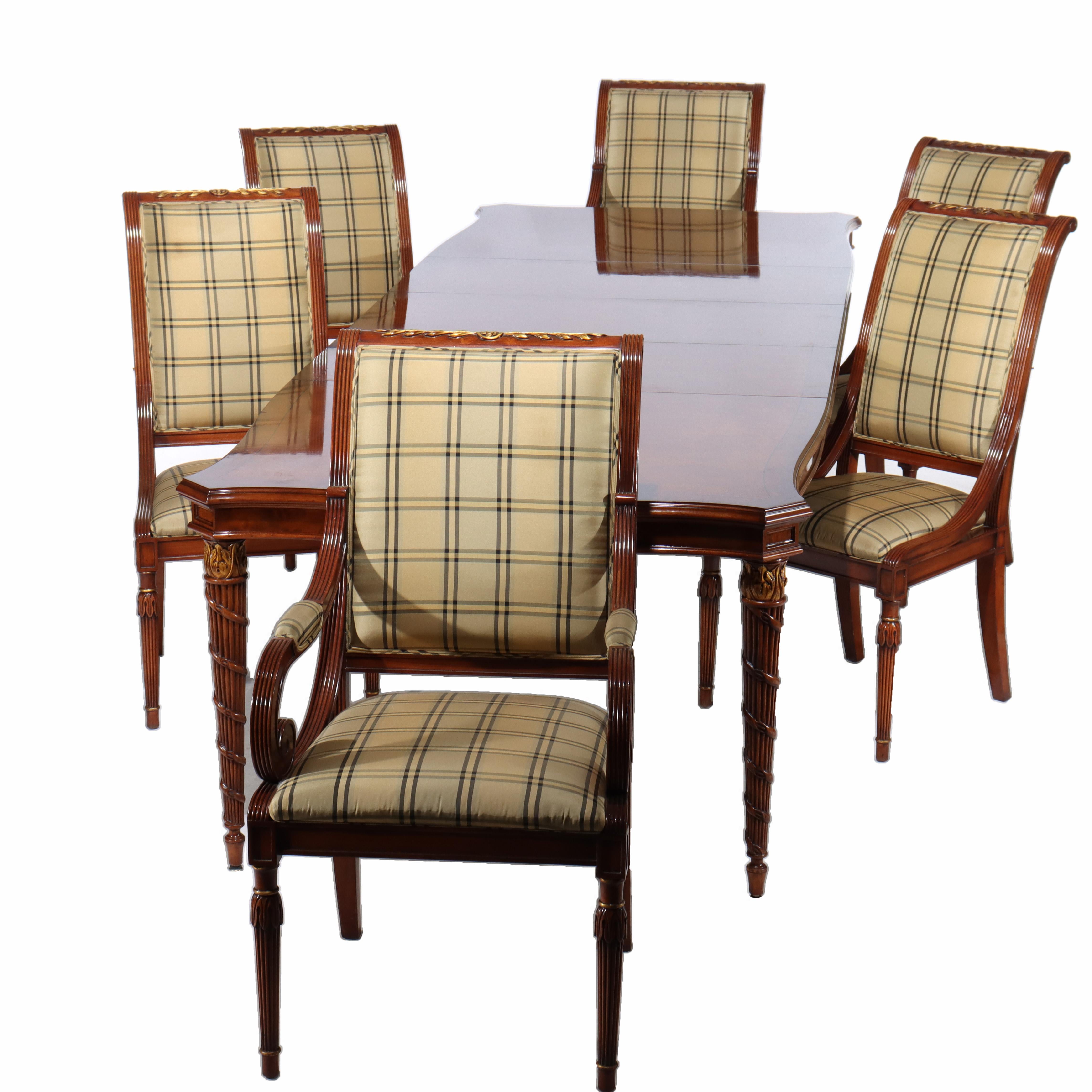 Siebenteiliges Karges Nussbaum- und Wurzelholz-Esszimmer-Set, signiert 20. im Zustand „Gut“ im Angebot in Big Flats, NY