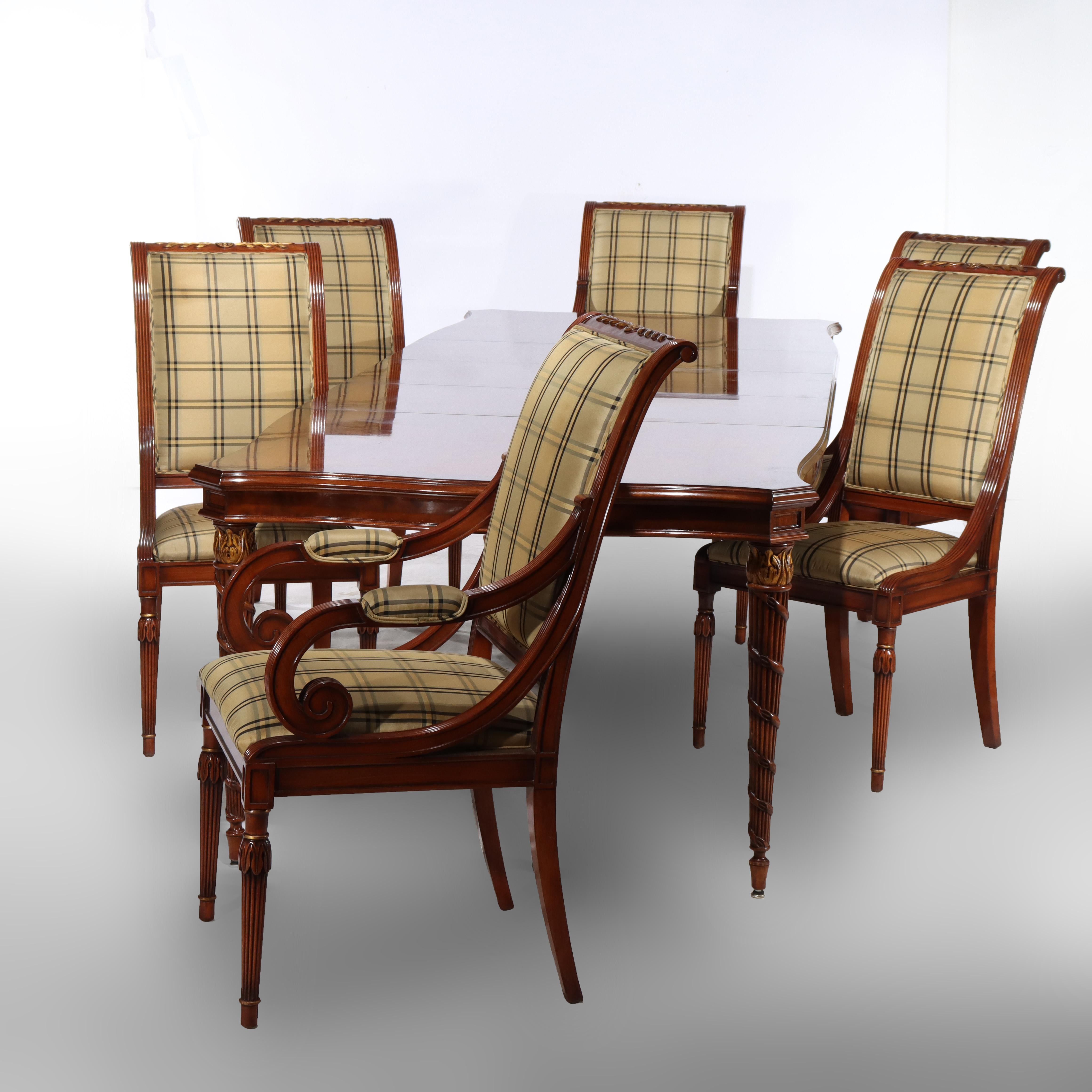 Siebenteiliges Karges Nussbaum- und Wurzelholz-Esszimmer-Set, signiert 20. (Walnuss) im Angebot