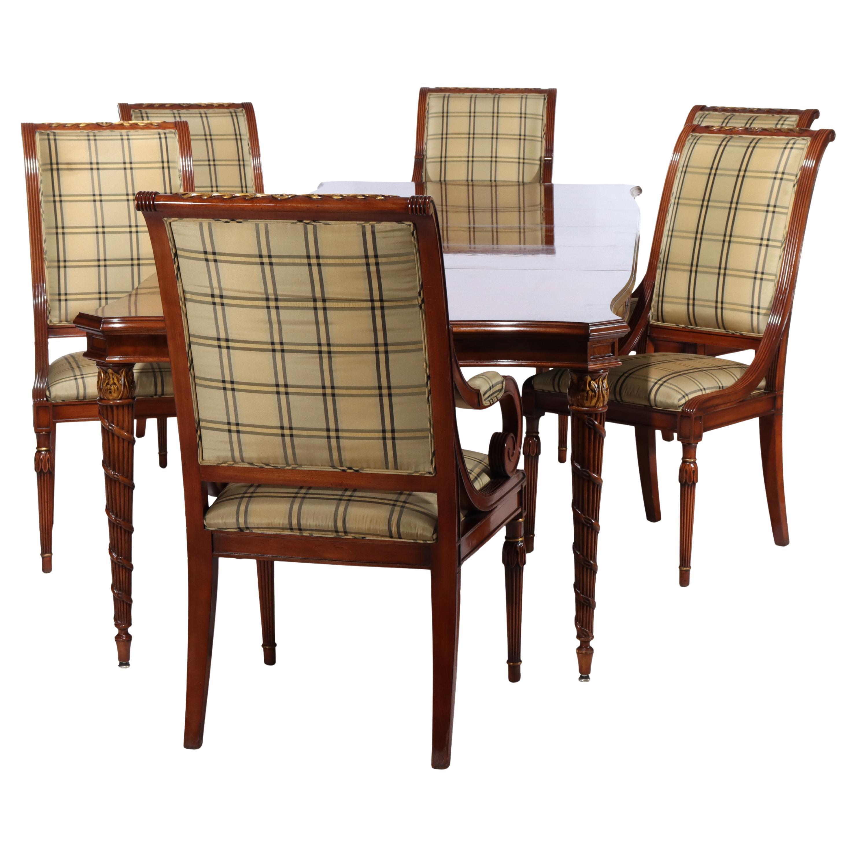Siebenteiliges Karges Nussbaum- und Wurzelholz-Esszimmer-Set, signiert 20. im Angebot