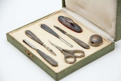 Seven-piece silver manicure set in original case