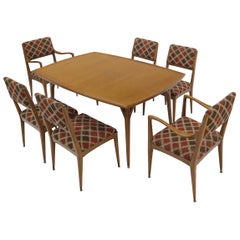 Seven Piece Cerused Oak Dining Room, attributed Paul Laszlo, 2 Extension Boards