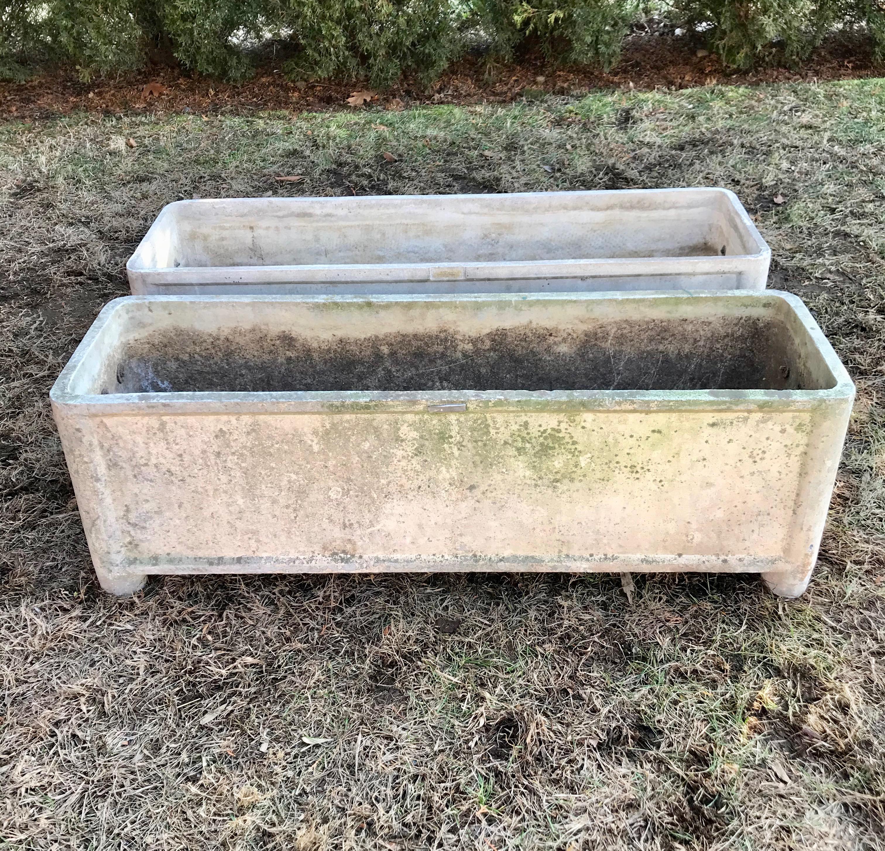 Rectangular Midcentury French Rectangular Planters, Signed Chanal 6