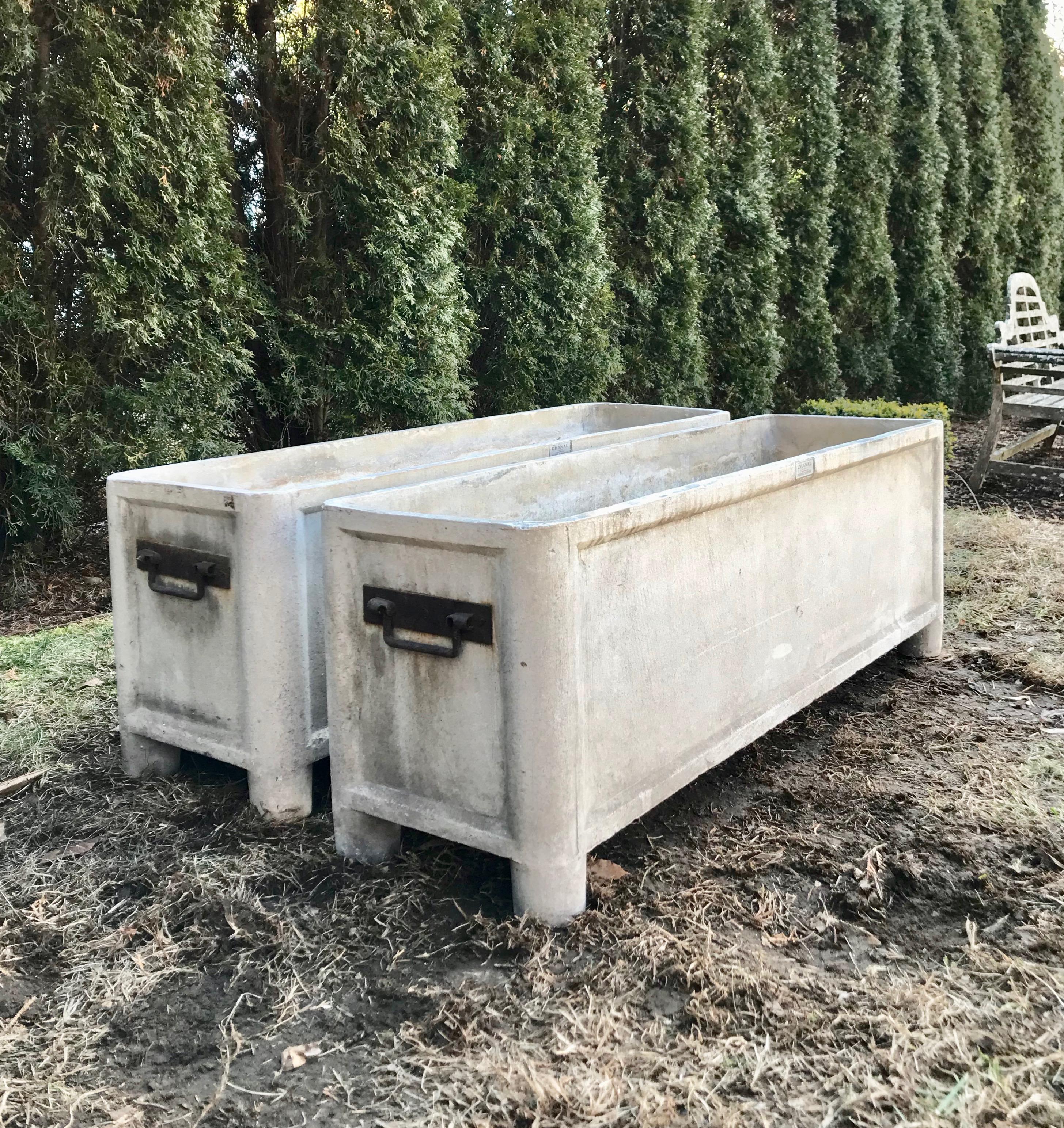 Rectangular Midcentury French Rectangular Planters, Signed Chanal In Good Condition In Woodbury, CT