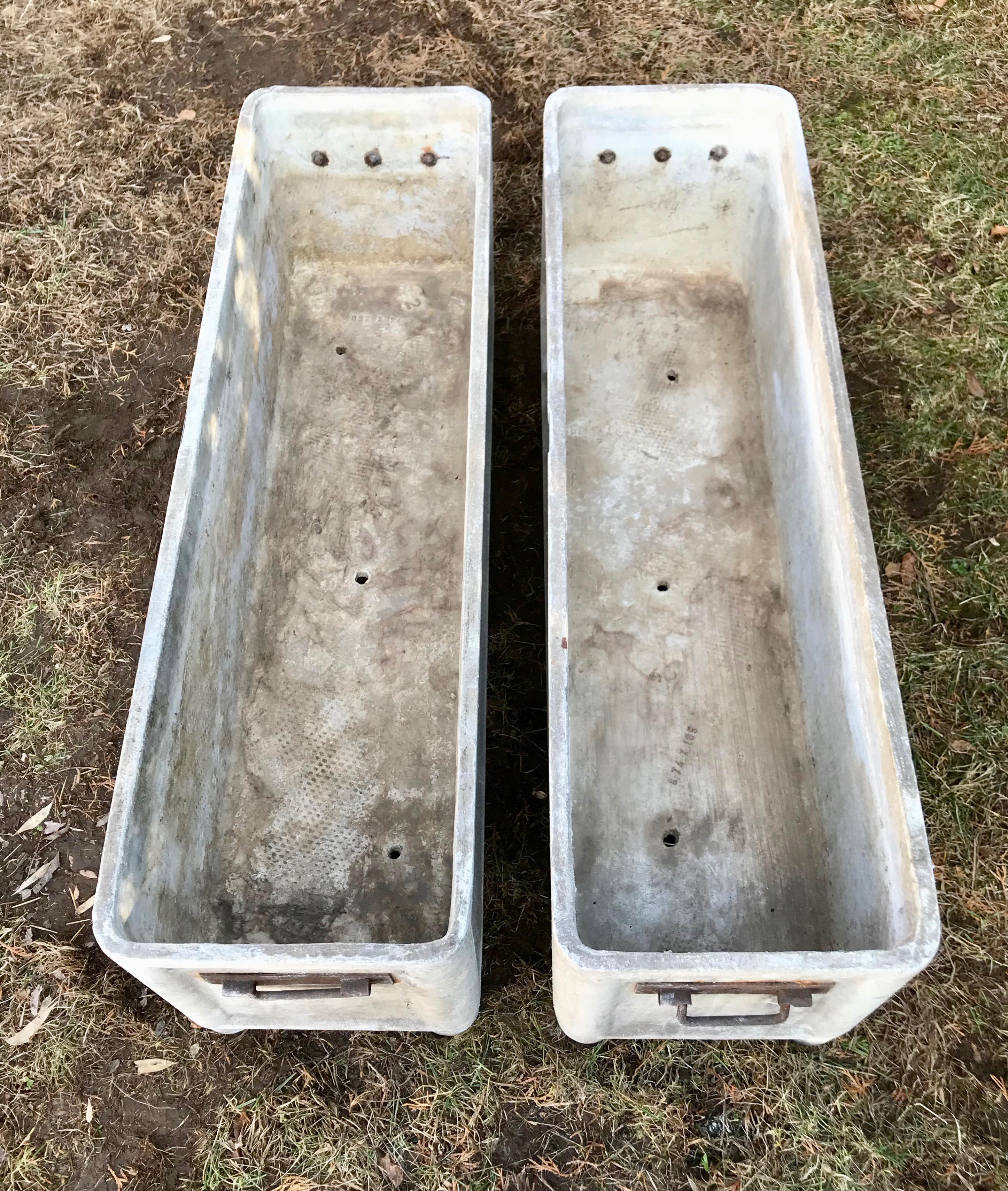 Iron Rectangular Midcentury French Rectangular Planters, Signed Chanal