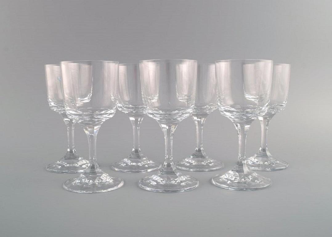 Seven René Lalique Chenonceaux white wine glasses in clear mouth-blown crystal glass. Mid-20th century.
Measures: 15 x 7.5 cm.
In excellent condition.
Signed.