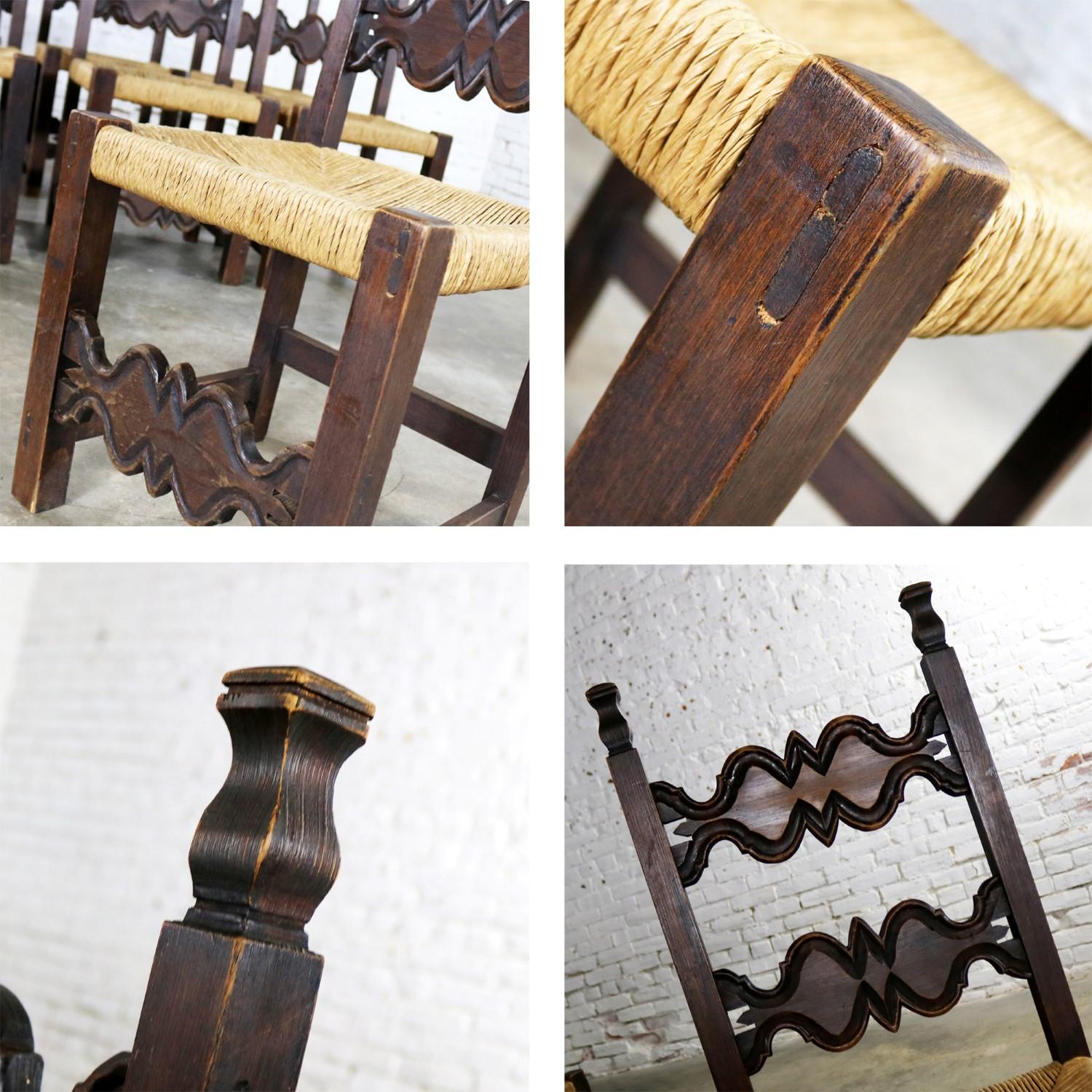 Seven Revival Style Dining Chairs Rush Seats Artes De Mexico Internacionales 3