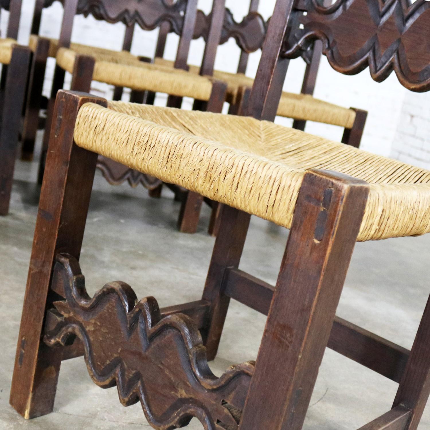 Seven Revival Style Dining Chairs Rush Seats Artes De Mexico Internacionales 4
