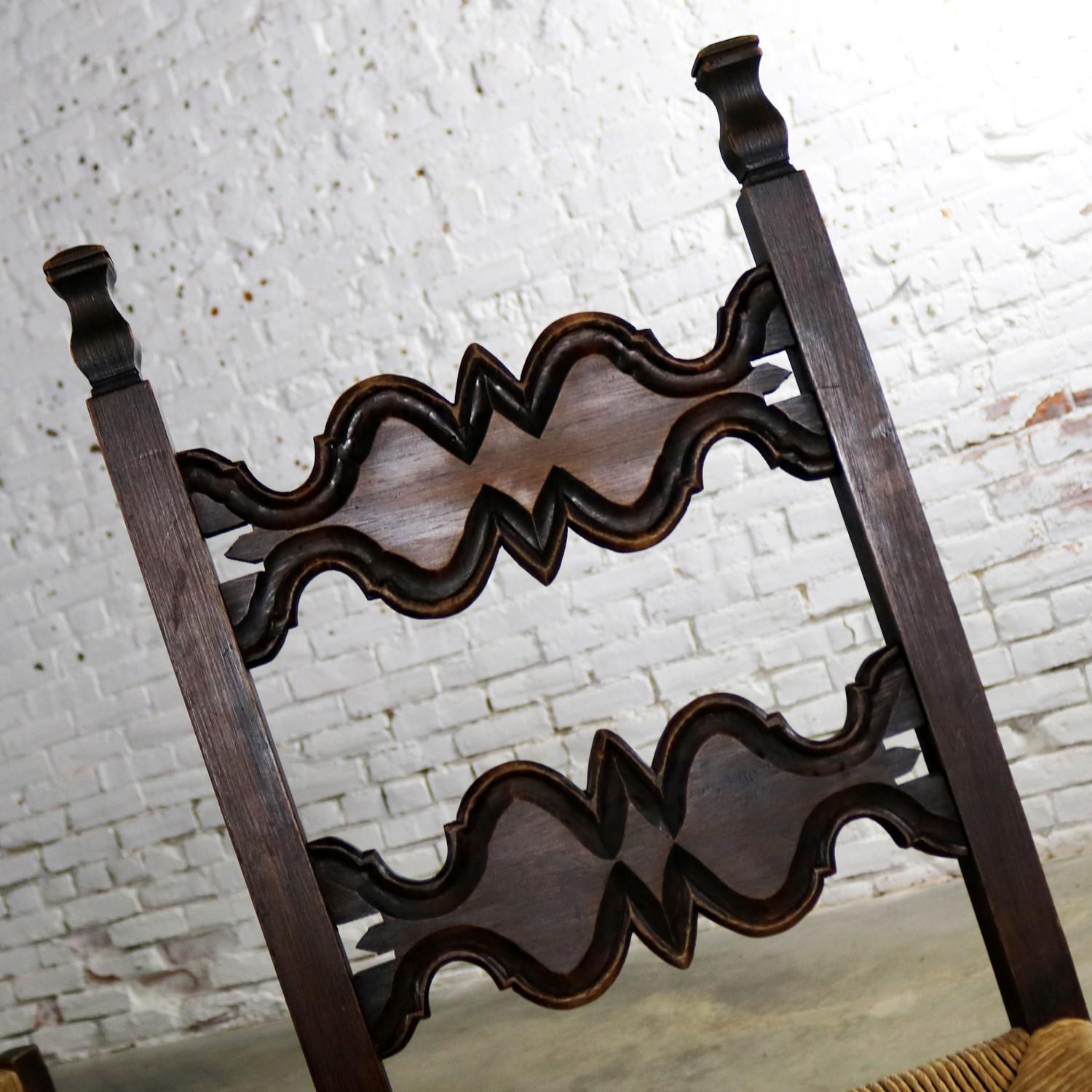 Seven Revival Style Dining Chairs Rush Seats Artes De Mexico Internacionales 7