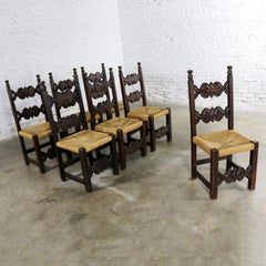 Seven Revival Style Dining Chairs Rush Seats Artes De Mexico Internacionales