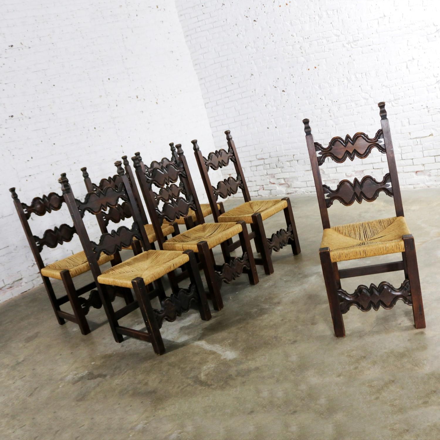 Spanish Colonial Seven Revival Style Dining Chairs Rush Seats Artes De Mexico Internacionales