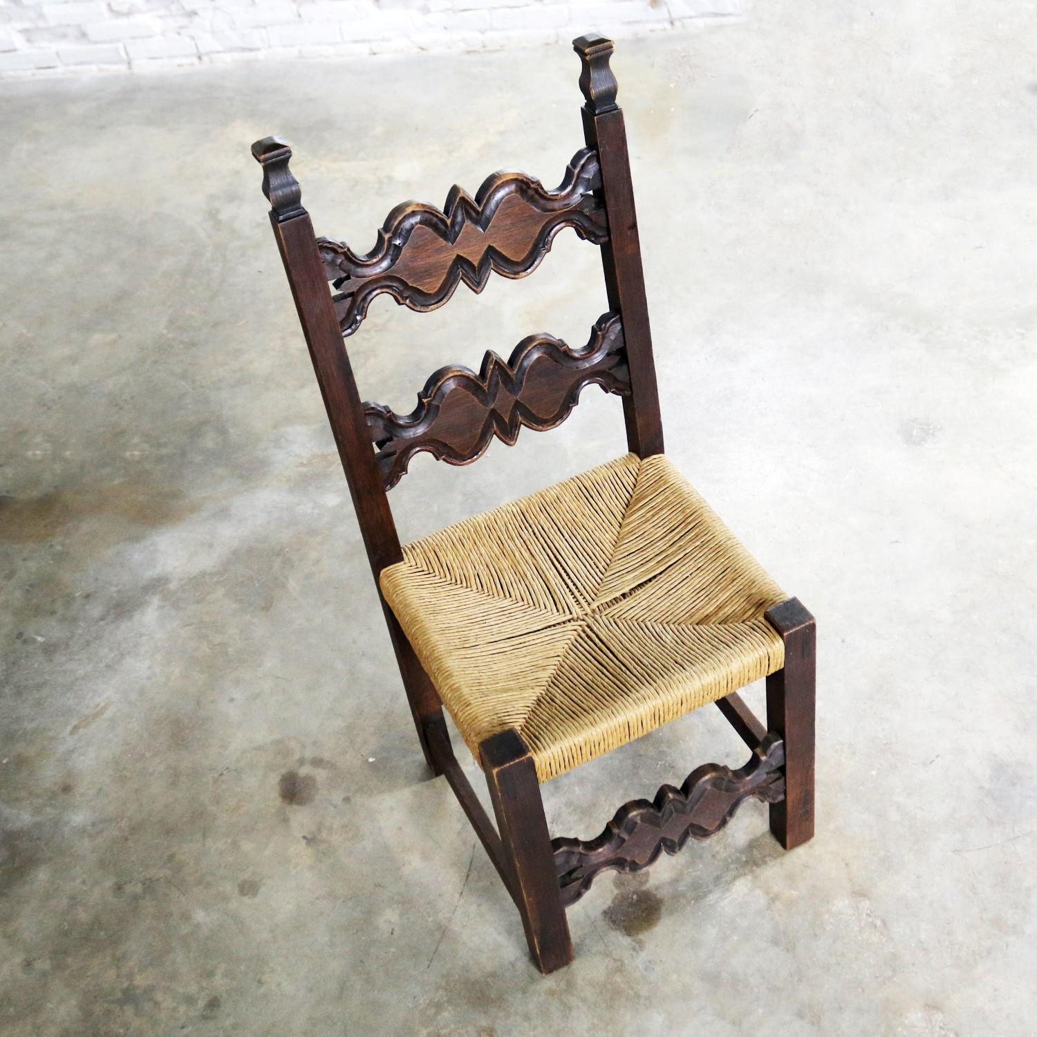 Seven Revival Style Dining Chairs Rush Seats Artes De Mexico Internacionales 1