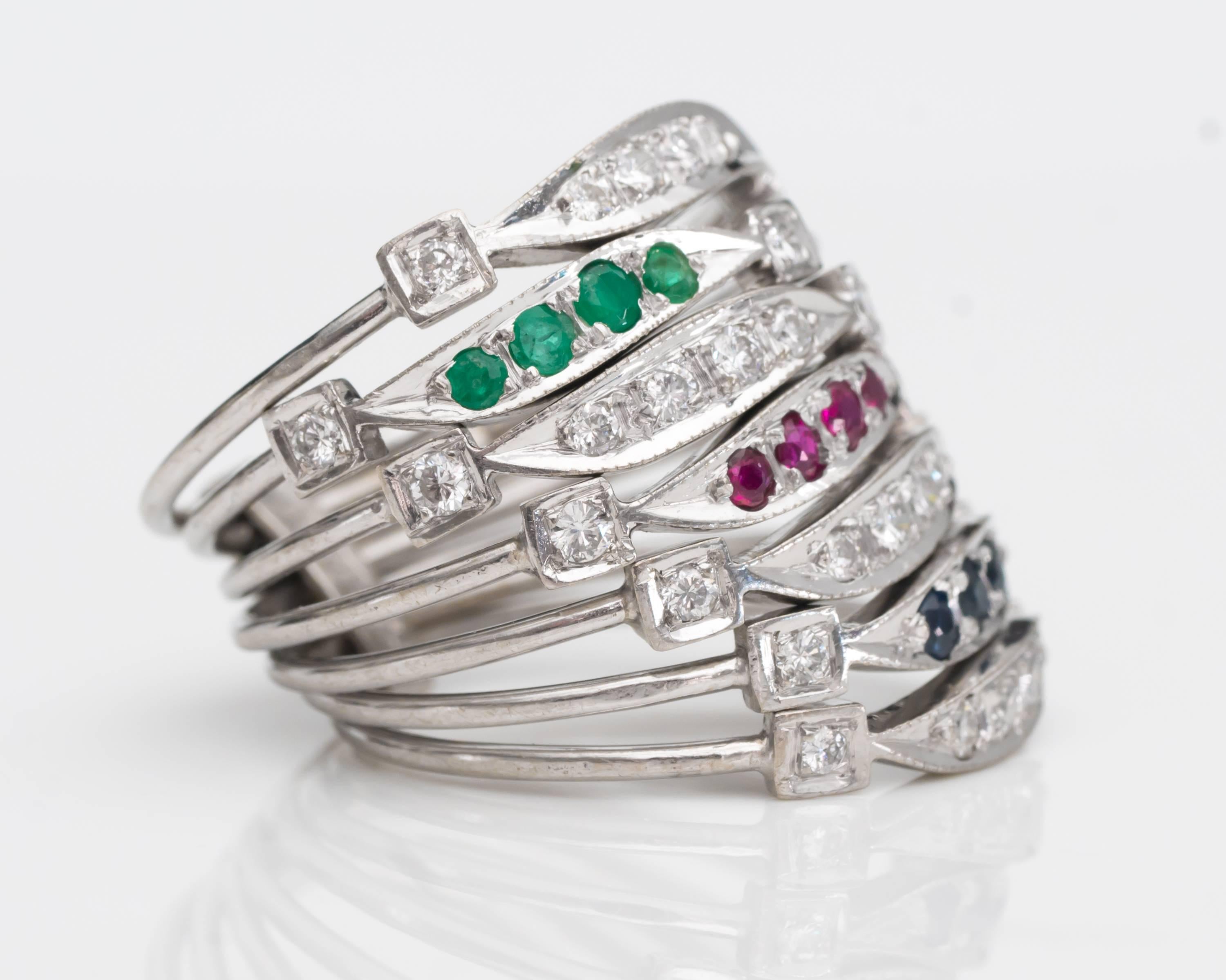 emerald ruby and sapphire ring