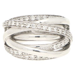 Seven Row Diamond Crossover Bombe Ring Set in 9k White Gold