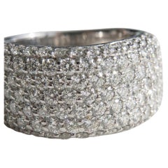 Seven-Row Pavé Diamond Half-Circle Band Ring – 14K White Gold