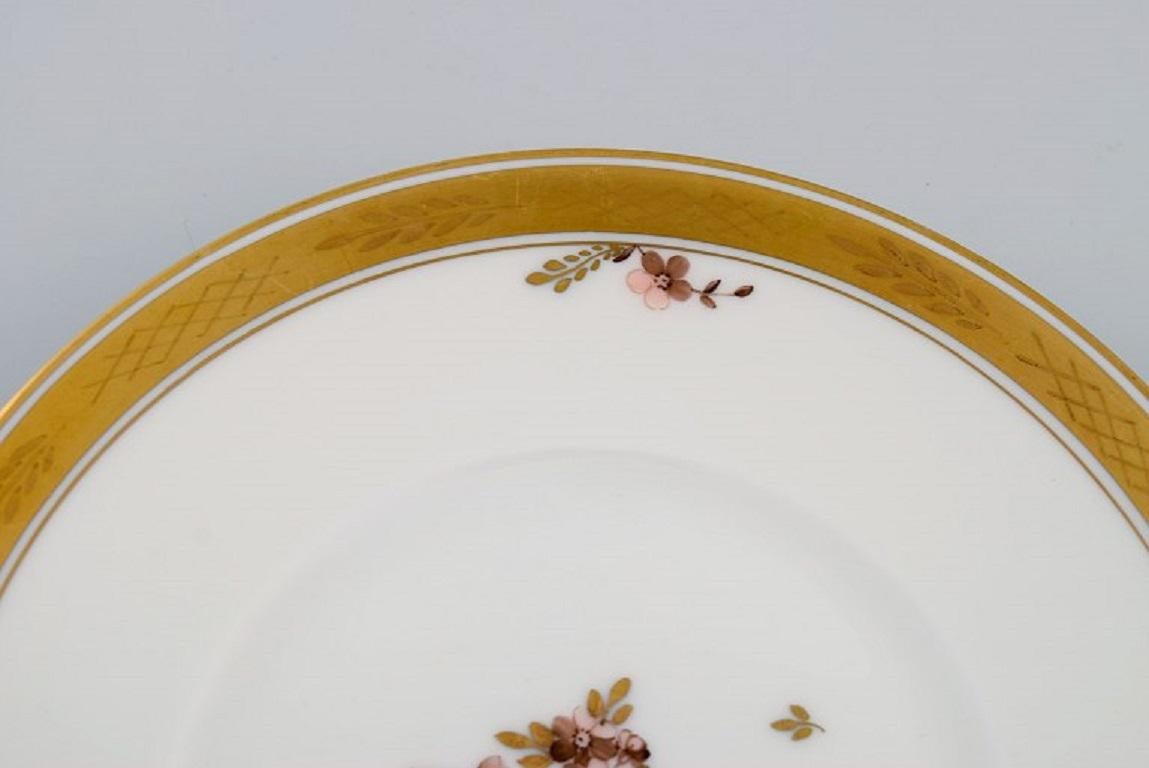 Hand-Painted Seven Royal Copenhagen Golden Basket Porcelain Lunch Plates For Sale