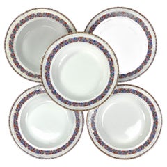 Seven Scottish Plaid Inspired Large Soup Bowls England Circa 1870