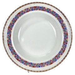 Seven Scottish Plaid Inspired Large Soup Bowls England Circa 1870