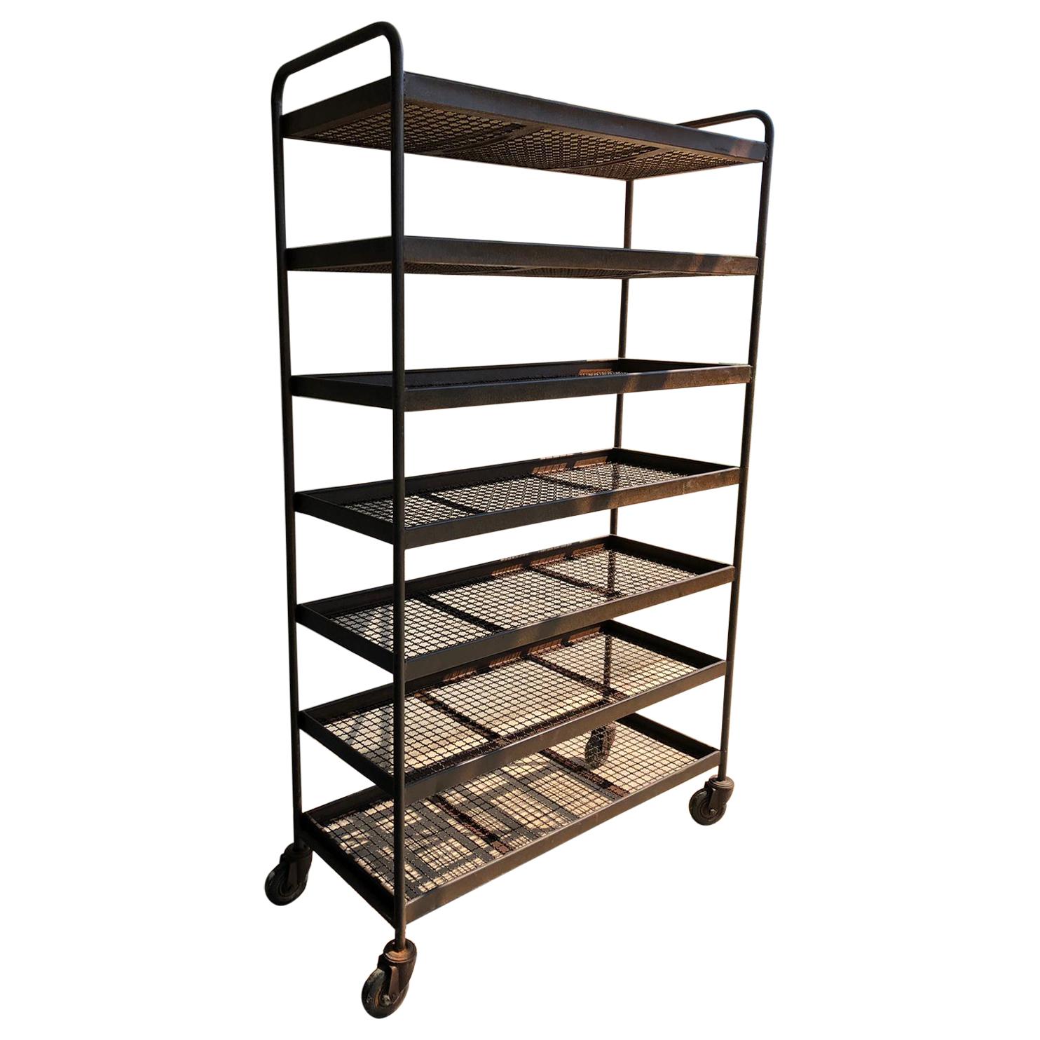 Seven Shelves Industrial Iron Wheeled Trolleys, Different Sizes Available
