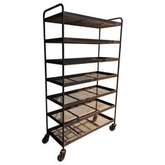 Vintage Seven Shelves Industrial Iron Wheeled Trolleys, Different Sizes Available