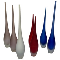 Seven Stem Vases in Murano Glass Signed “A.Dona”