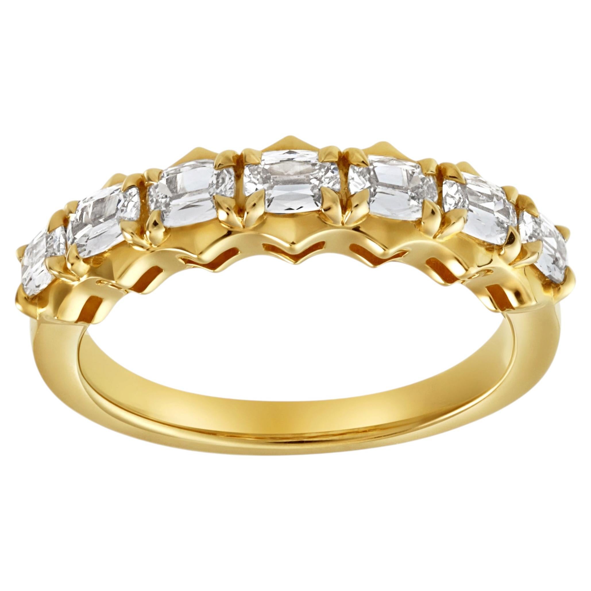 Roman Malakov Seven-Stone Antique Cushion Cut Diamond Band For Sale